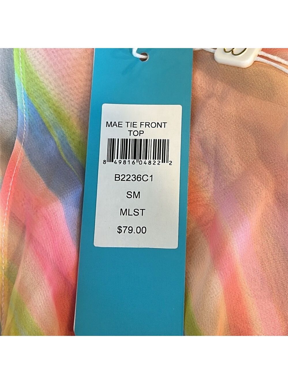 NWT Beach Bunny Mae Tie Front Crop Top Beach Coverup Stripe Size Small - Picture 5 of 9